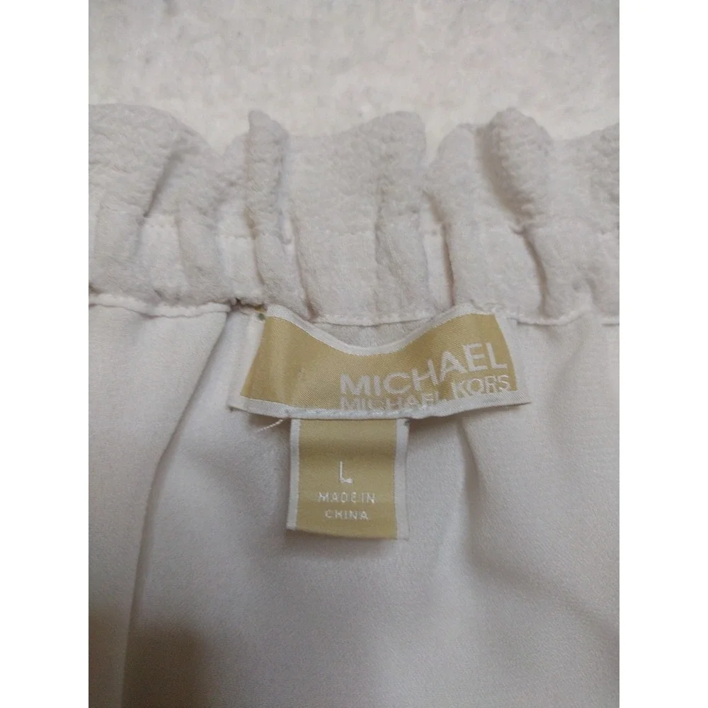 Michael Kors Blouse Women M White Smocked Off-The-Shoulder Peasant‎ Lined Lace